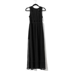 Black Sheer Overlay Maxi Dress